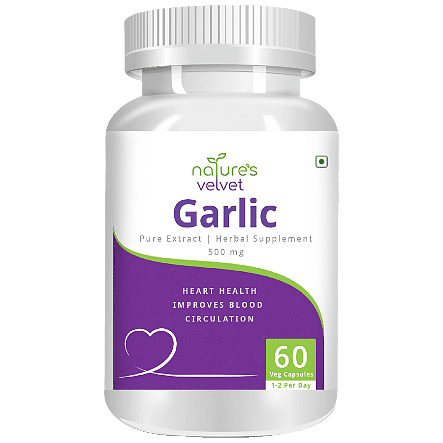 Natures Velvet Garlic Extract 500 mg Vegetarian Capsules - Regulate BP