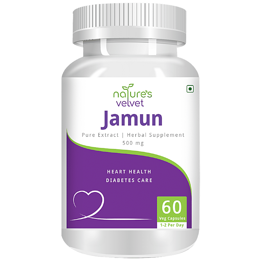 Natures Velvet Jamun Extract 500 mg Vegetarian Capsules - Heart Health