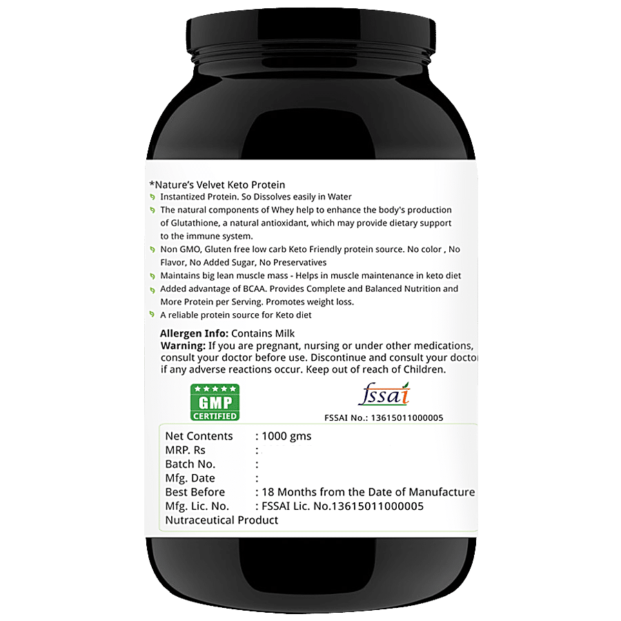 Natures Velvet Keto Protein Dietary Supplement Powder - For Weight Loss