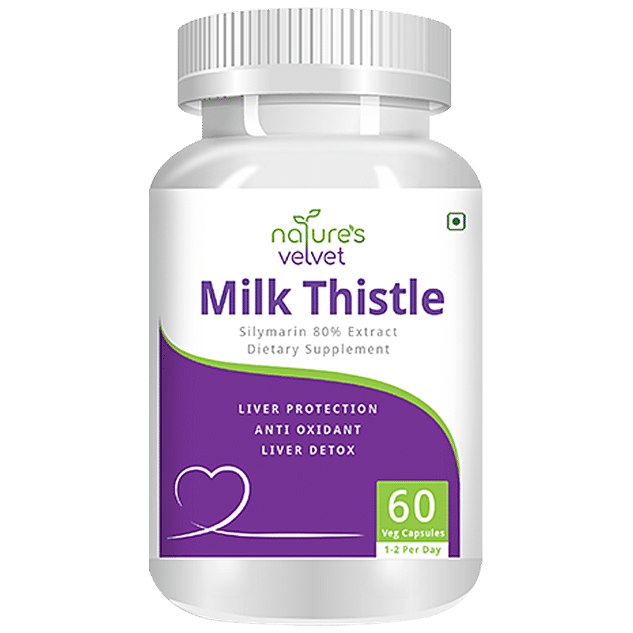 Natures Velvet Milk Thistle Extract 300 mg Vegetarian Capsules - For Liver Support