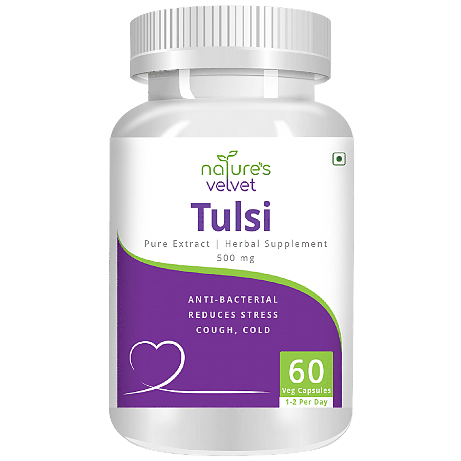 Natures Velvet Tulsi Extract 500 mg Vegetarian Capsules - For Cold & Cough