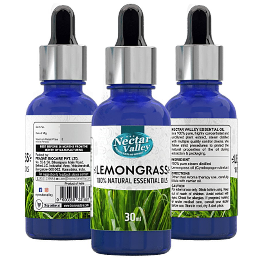 Nectar Valley Lemongrass Essential Oil - For Skin & Diffuser