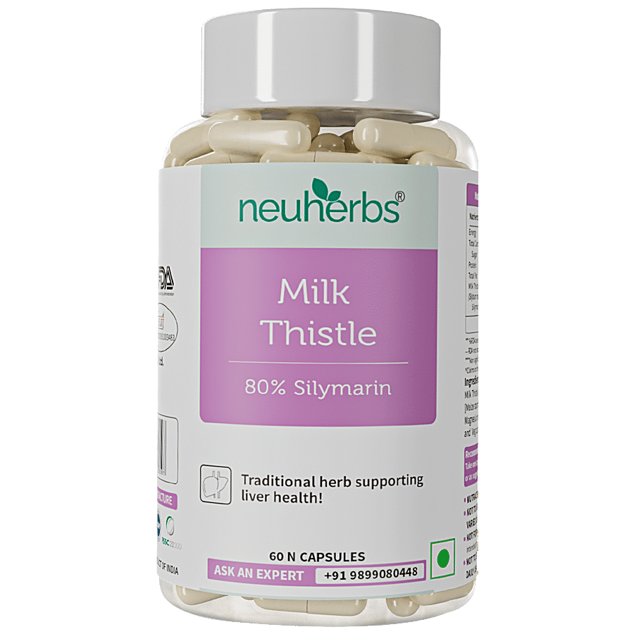 Neuherbs Milk Thistle 80% Silymarin Capsules - Supports Liver Health