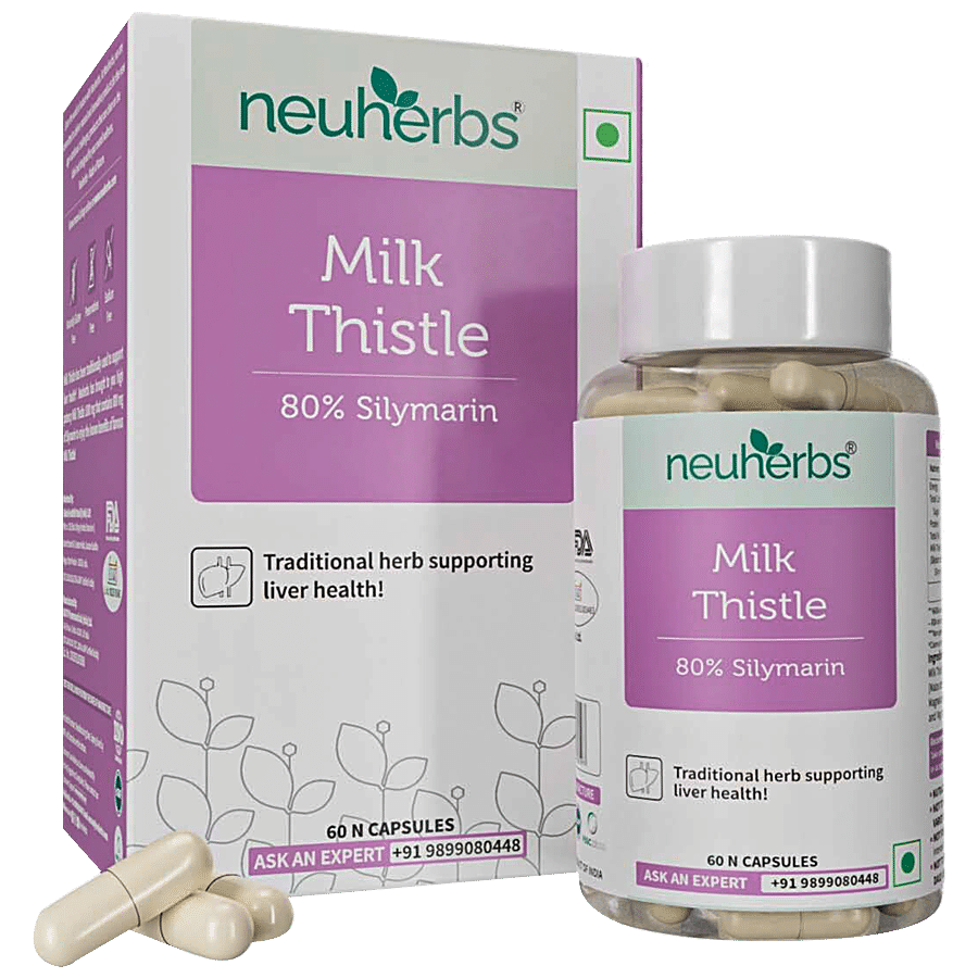 Neuherbs Milk Thistle 80% Silymarin Capsules - Supports Liver Health