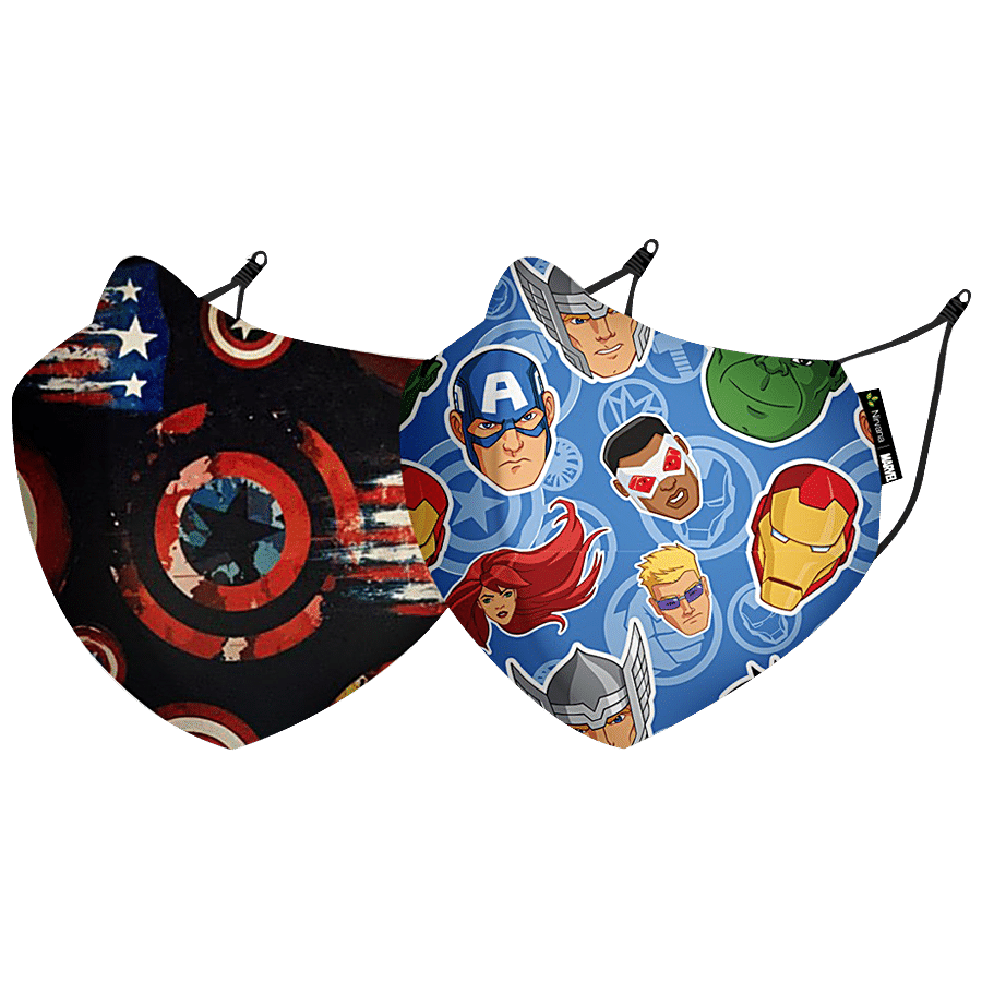 Nirvana Marvel Captain America Badge & Avengers N95 Face Covering Mask - Natural Fabric