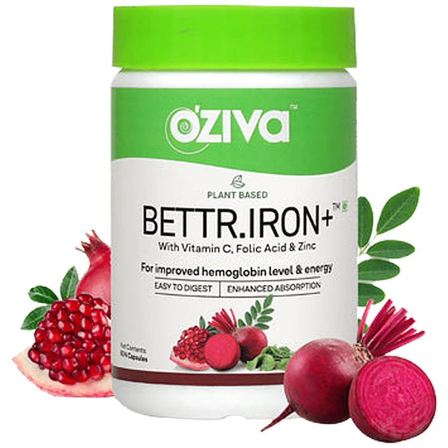 O'ZIVA Bettr. Iron+ Capsules - For Improved Haemoglobin & Oxygen Binding Capacity