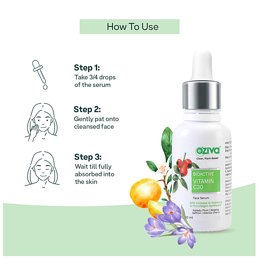 O'ZIVA Vitamin C30 Face Serum For Men & Women - With Pure Bioactives For Skin Radiance & Pigmentation Removal Serum