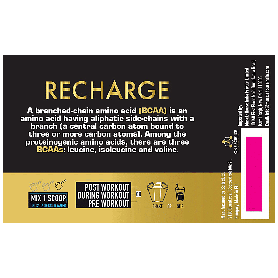 One Science Nutrition Recharge BCAA Intense Pre-Workout Drink - For Muscle Recovery