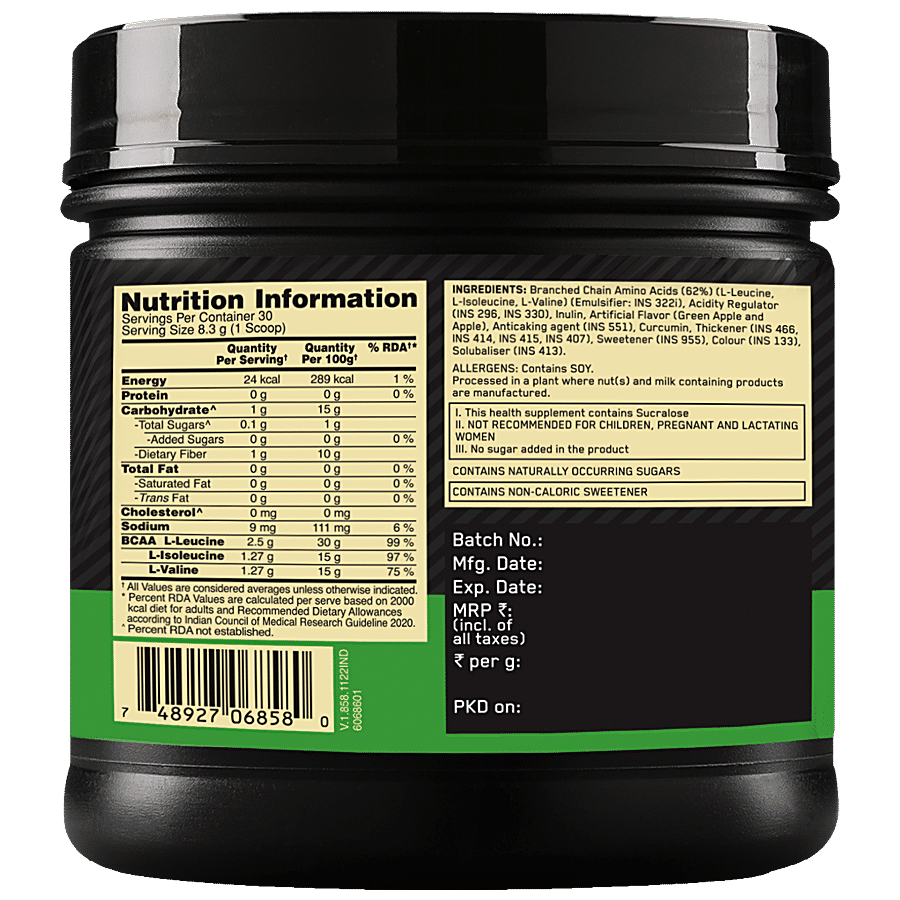 Optimum Nutrition Instantised BCAA 5000 Powder - Green Apple Flavour