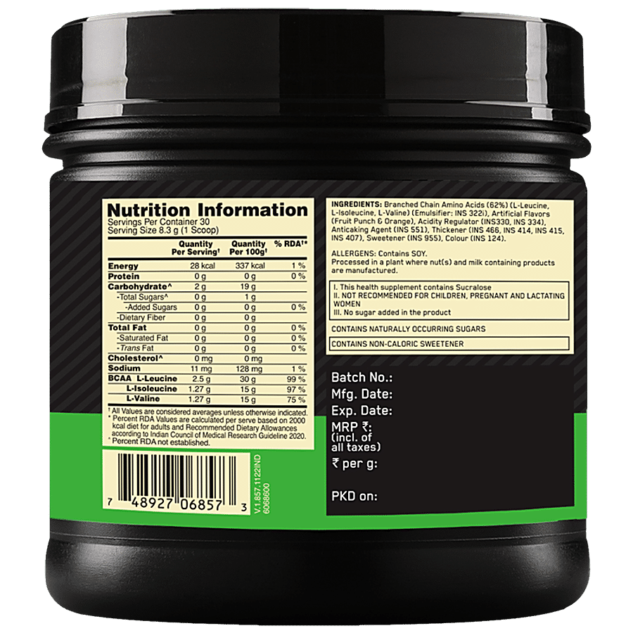 Optimum Nutrition Instantized BCAA 5000 Powder - Fruit Punch Flavour