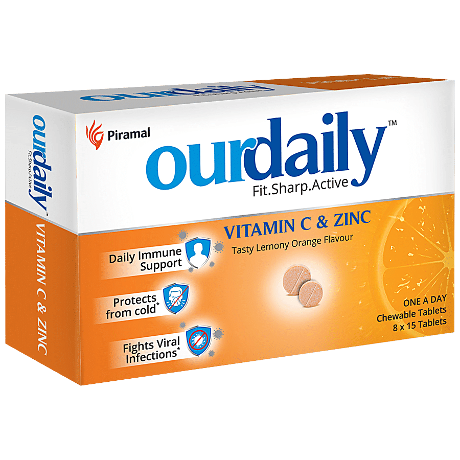 Ourdaily Vitamin C & Zinc Chewable Tablet - Provides Immune Support