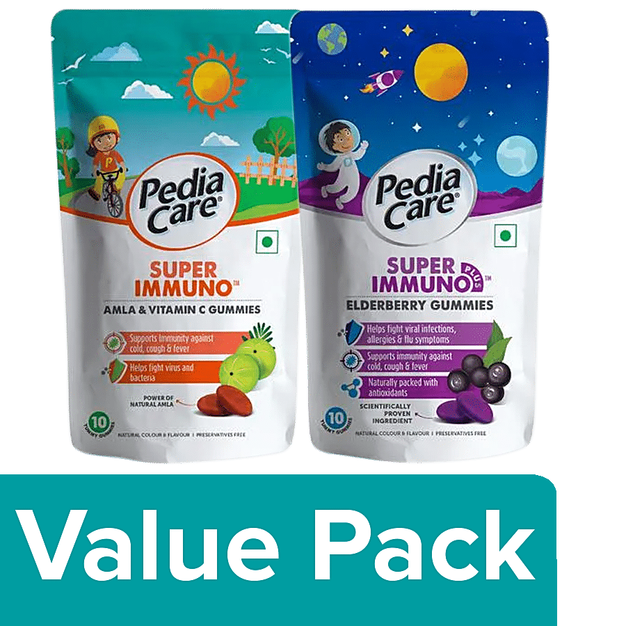 PediaCare Immunity Booster Gummies-Amla & Vitamin-C+Elderberry (3 Pack's each(10 Gummies))