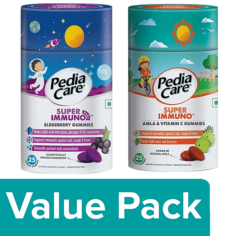 PediaCare Immunity Booster Gummies For Kids - Amla & Vitamin-C + Elderberry (25 Gummies)