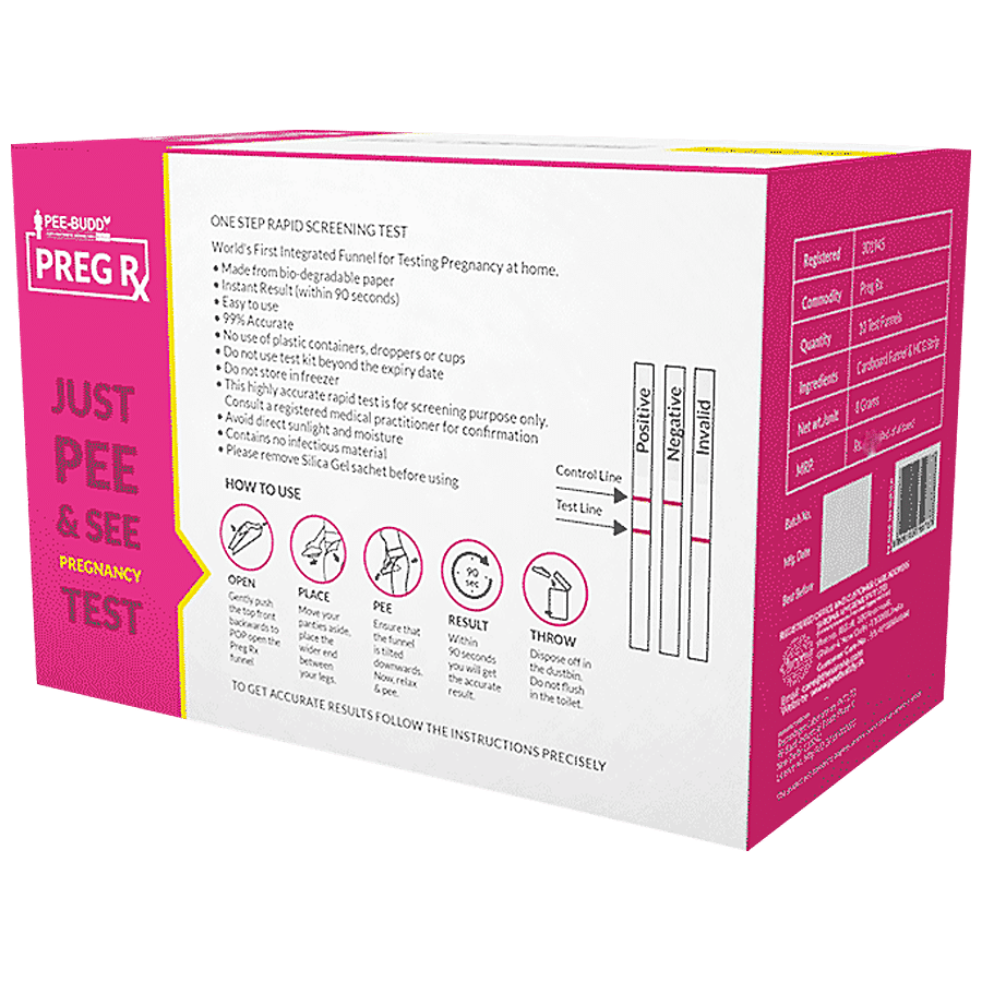 Peebuddy PregRx Pregnancy Test Strips in Funnel - 3 Funnels | Easiest