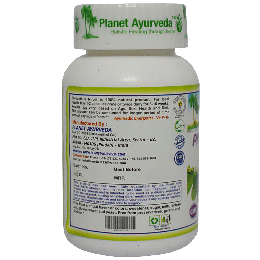 Planet Ayurveda Phyllanthus Niruri Capsules - Chanca Piedra