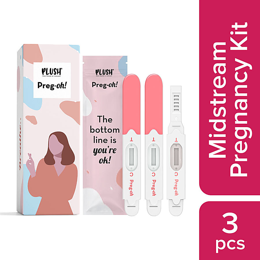 Plush Preg-Oh! Midstream Pregnancy Test Kit For Women - Single Step Hygienic