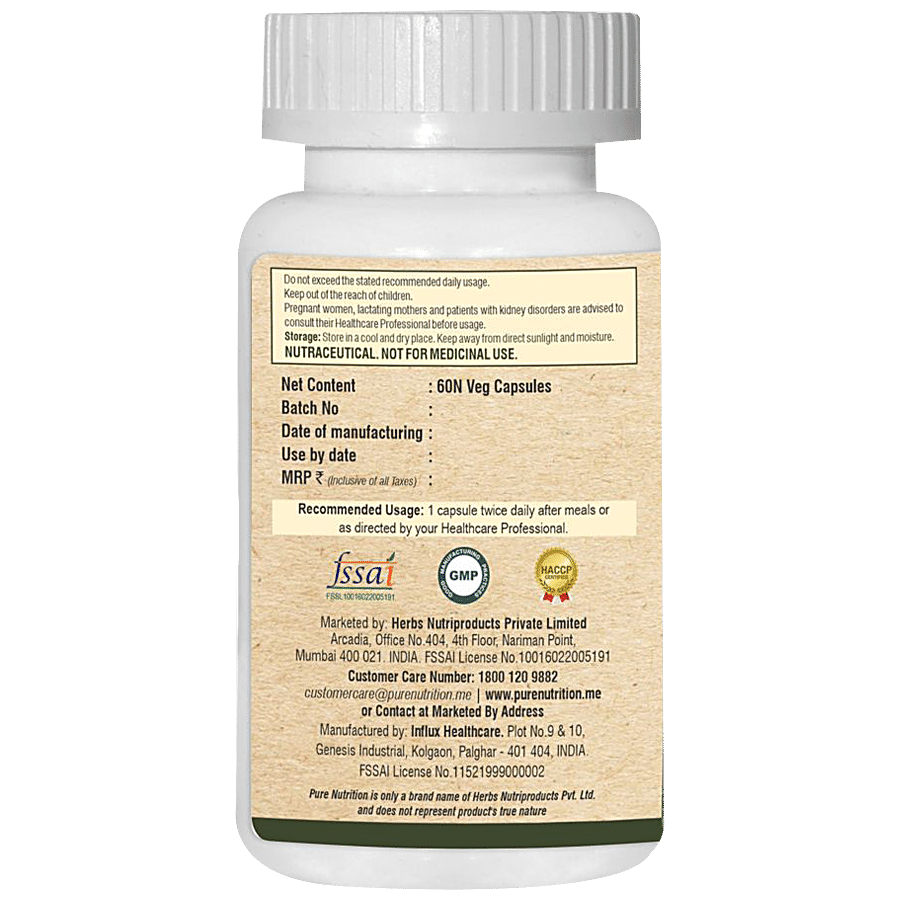 Pure Nutrition  Spirulina+ Vegetarian  Capsules - With Vegetable Powder