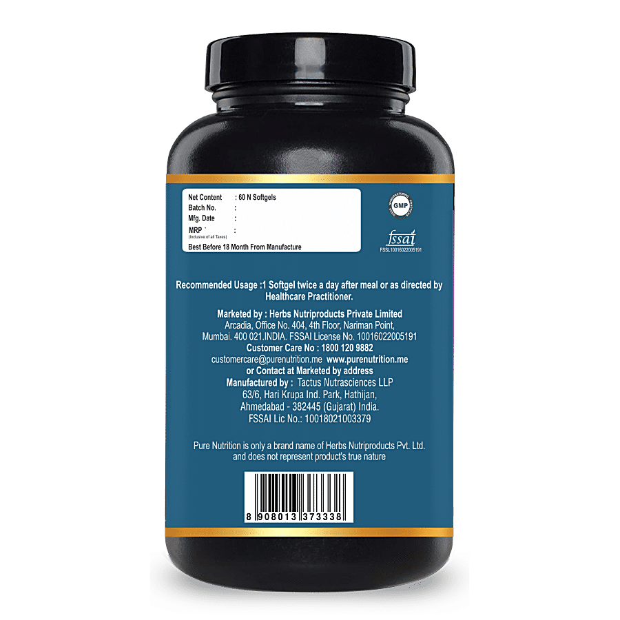 Pure Nutrition  Vitals Omega 3 Fish Oil Softgel - Supports Joint