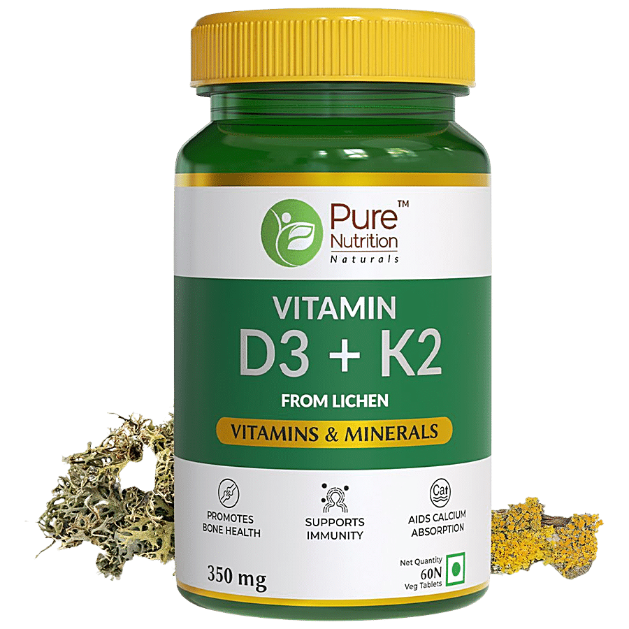 Pure Nutrition  Vitamin D3 + K2 Supplement Tablet - For Strong Bones