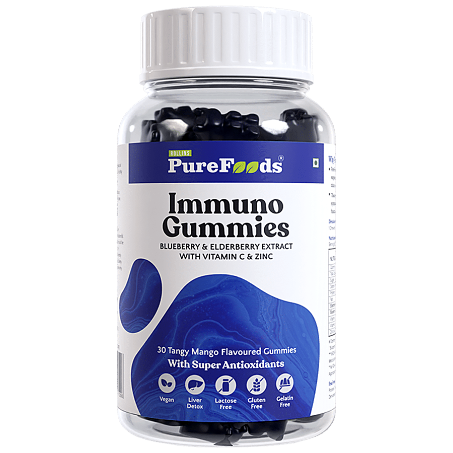 PureFoods Immuno Gummies - Blueberry & Elderberry Extract + Vitamin C & Zinc