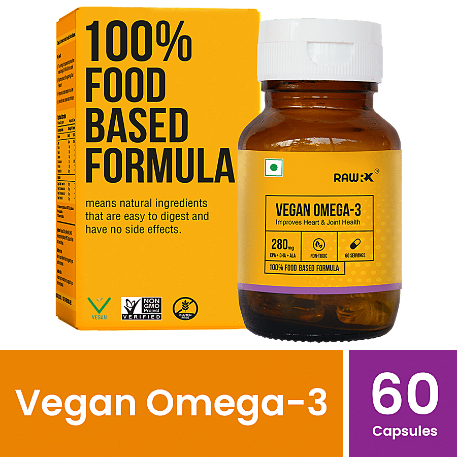 RawRX Vegan Omega 3 Fatty Acid Capsules - Food Based Formula