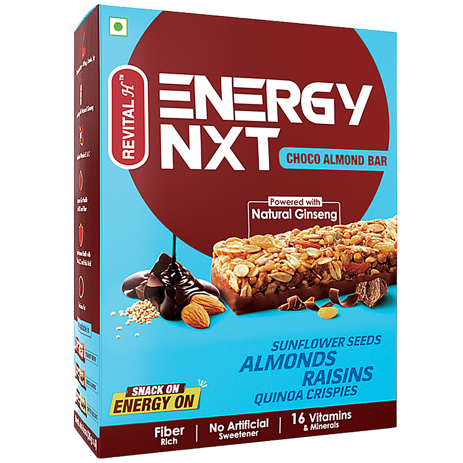 Revital Energy NXT Choco Almond Bar With Natural Ginseng - Vitamin & Mineral Rich