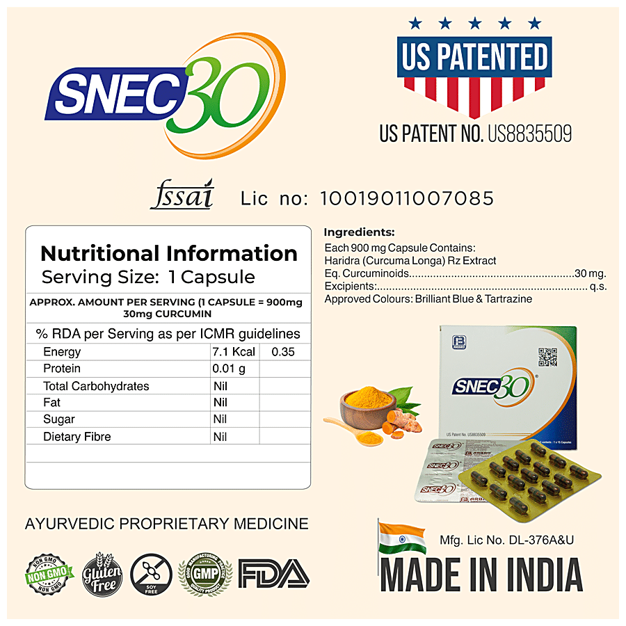 SNEC 30 Liquid Curcumin Capsules - 900mg