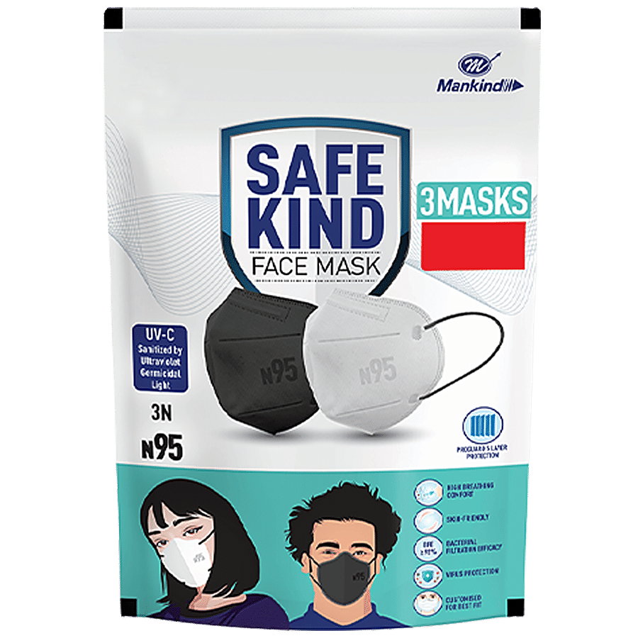 Safekind Face Mask N-95 - UVC Sanitised