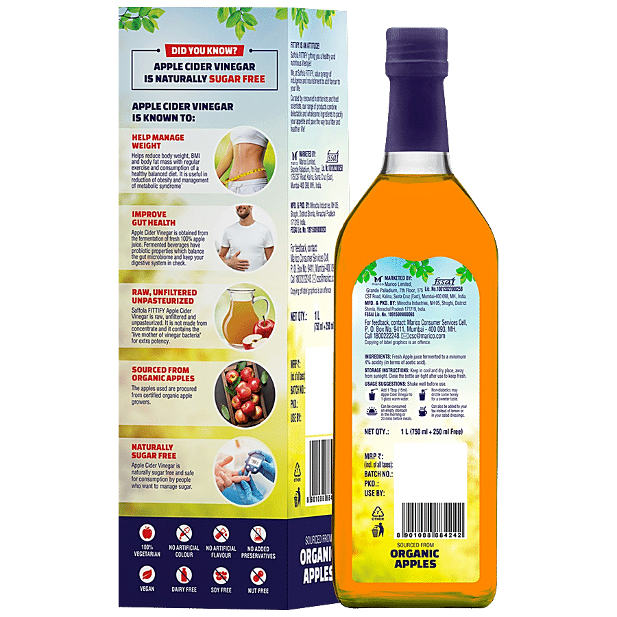 Saffola FITTIFY Himalayan Apple Cider Vinegar With The Mother - Raw