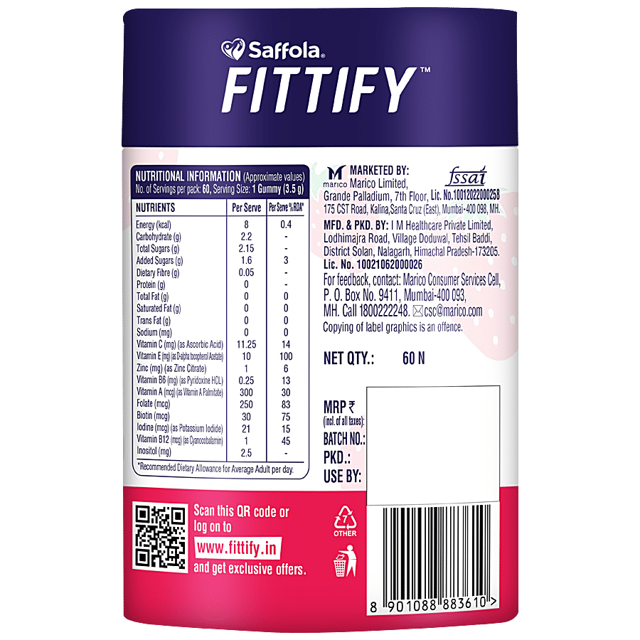 Saffola FITTIFY The Perfekt Gummies - For Hair