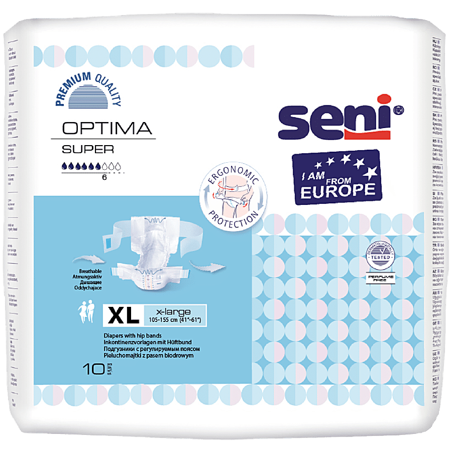 Seni Optima Super Adult Diapers With Hip Bands - X-Large