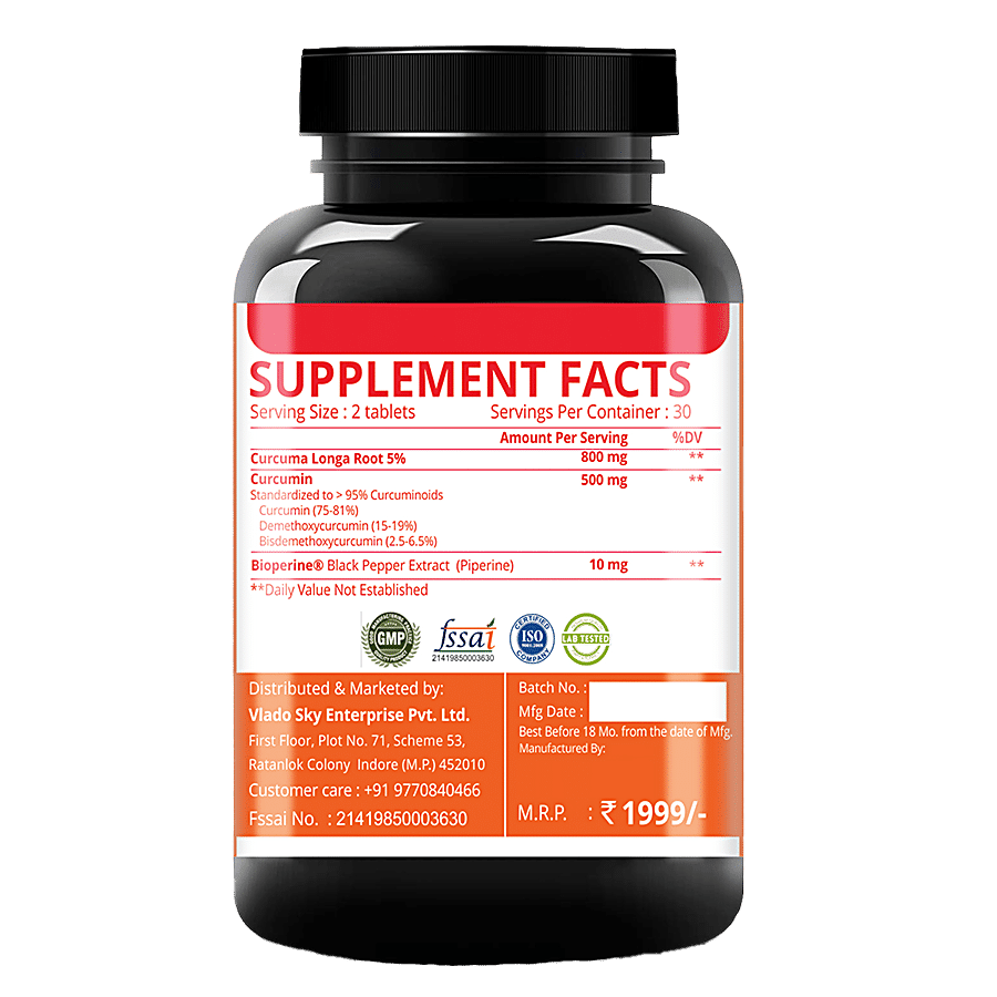 Simply Nutra Curcumin Dietary Supplement Tablets - With Antioxidant Properties