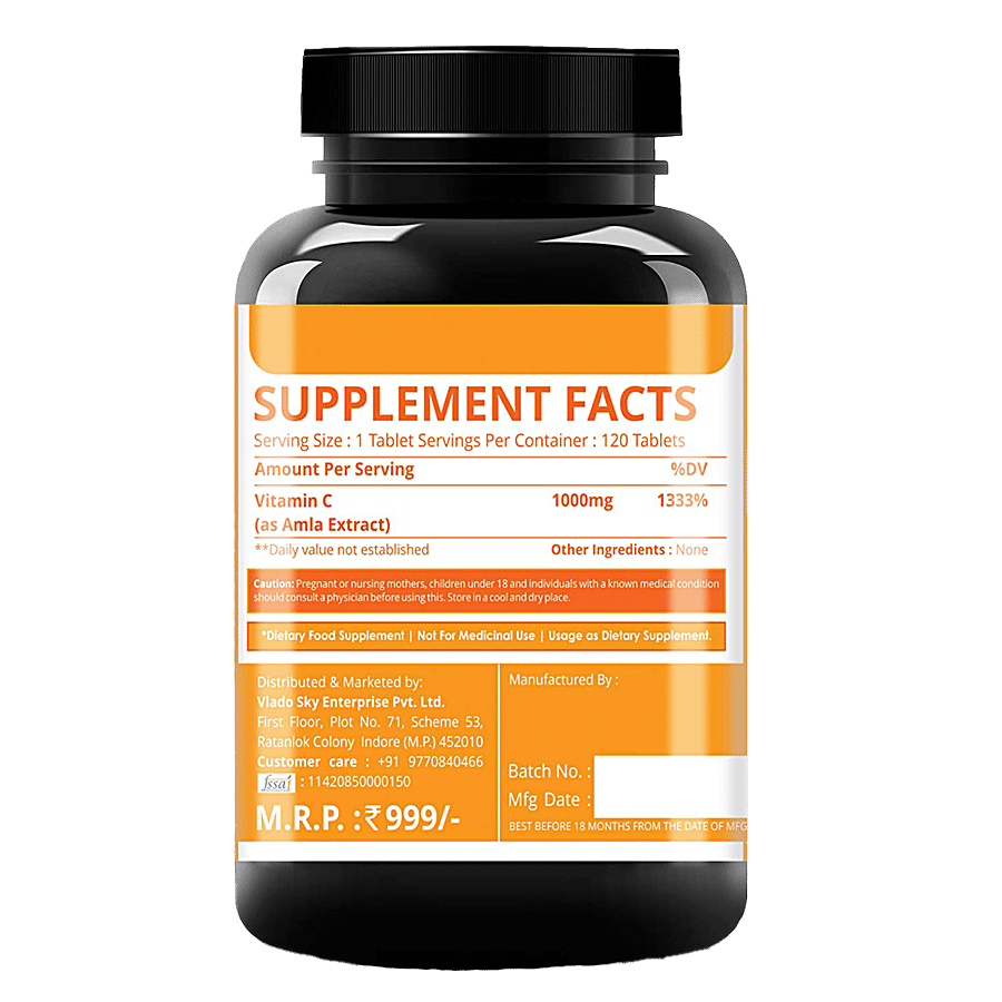 Simply Nutra Vitamin C Dietary Supplement Tablets - Strong Antioxidant