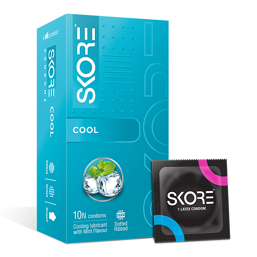 Skore Cool Raised Dots Condoms - Mint Flavoured