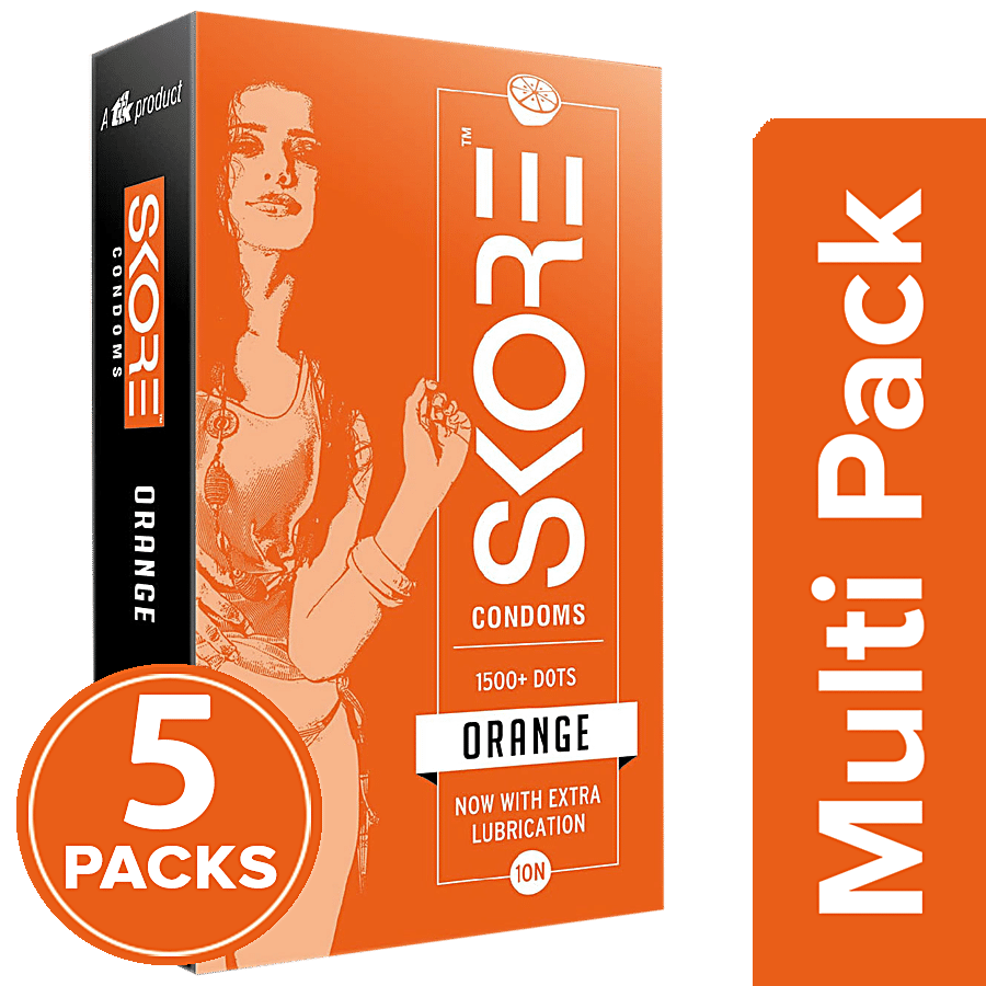 Skore Dotted & Coloured Condoms - Orange Flavoured