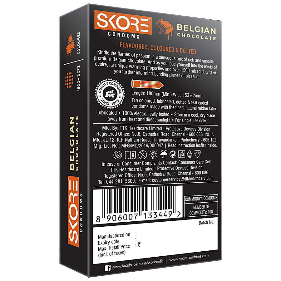 Skore Premium Condoms - Belgian Chocolate Flavour