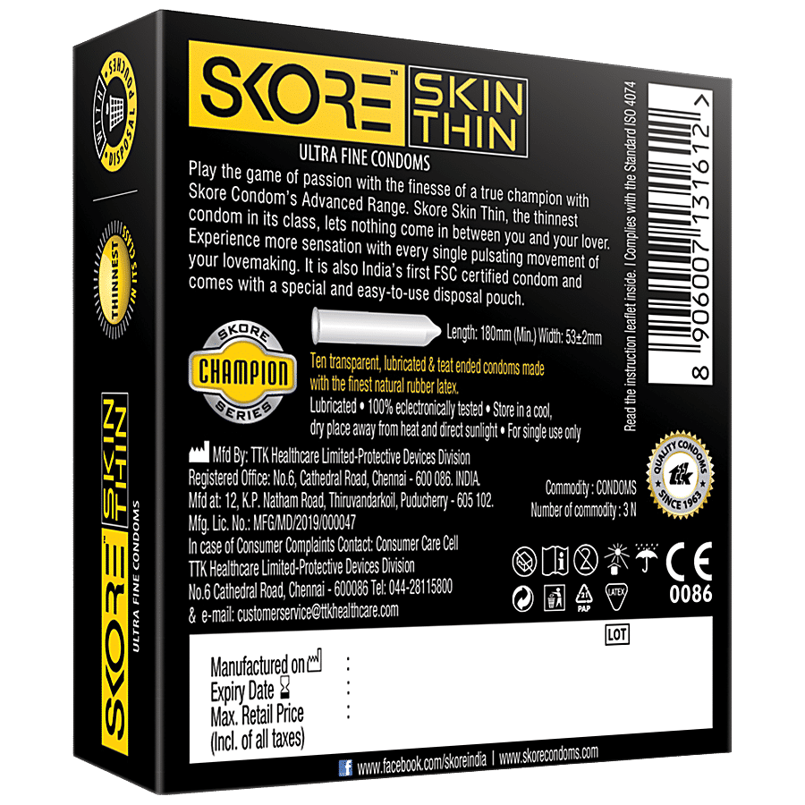 Skore Skin Thin Condoms - Champion Series