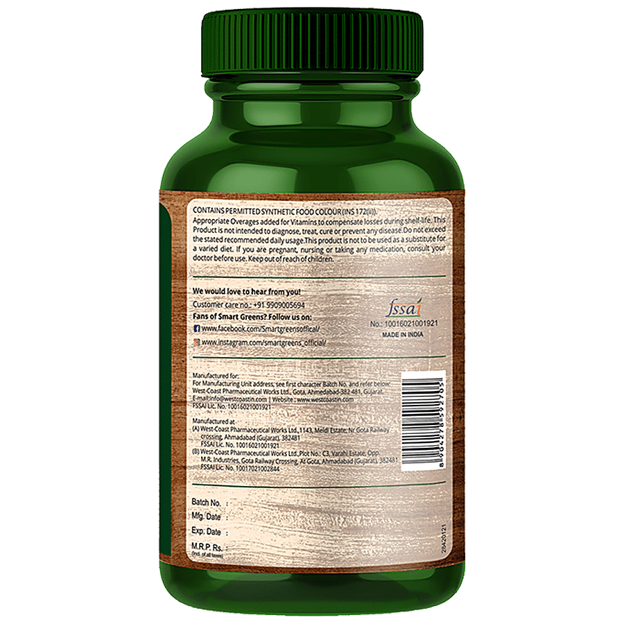 Smart Greens Plant Based Calcium & Bone Strength Tablets - Supports Joint Health