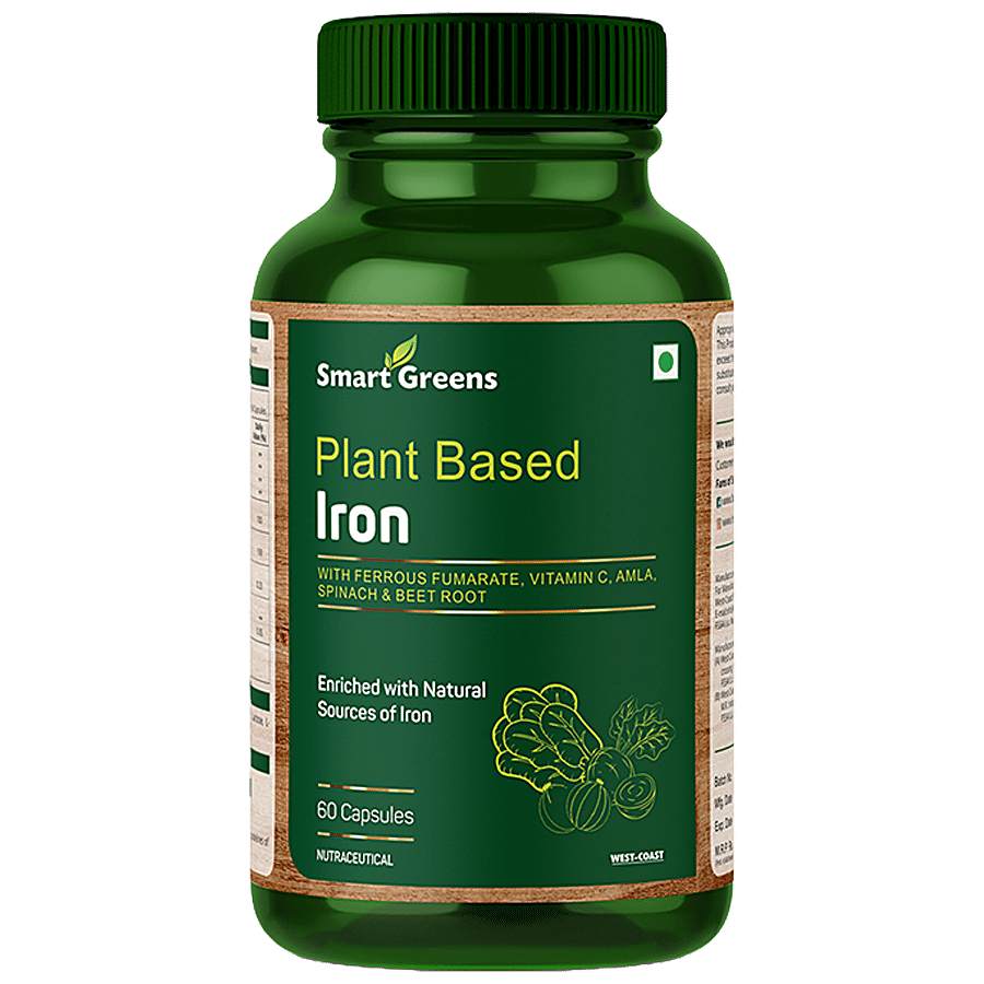 Smart Greens Plant Based Iron Capsules - Boosts Hemoglobin & Immunity