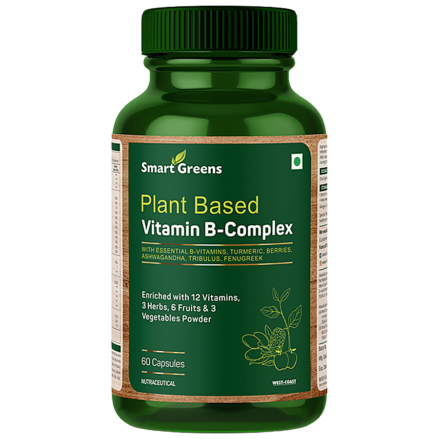 Smart Greens Plant Based Vitamin B-Complex Capsules - Boosts Energy