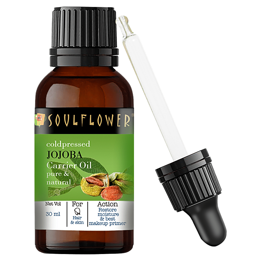 Soulflower Jojoba Carrier Oil - For Smooth & Shiny Hair