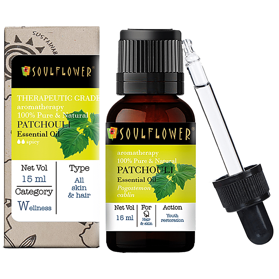 Soulflower Patchouli Essential Oil For Glowing Radiant Skin & Healthy Hair