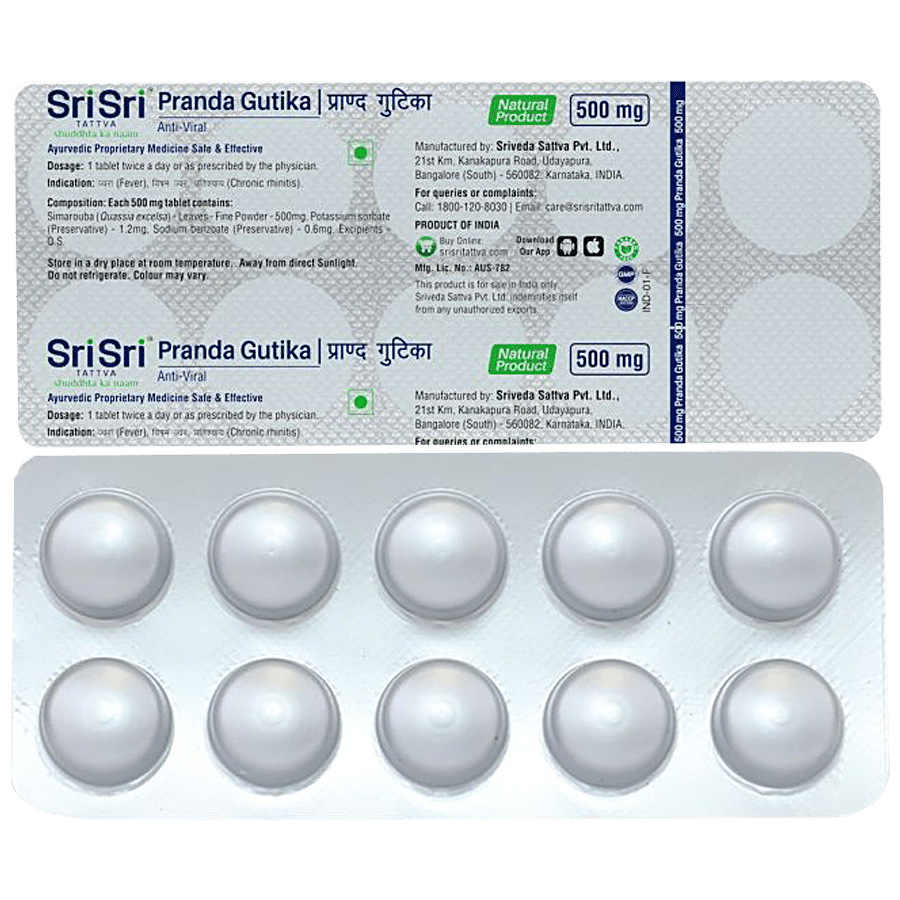 Sri Sri Tattva Pranda Gutika 500mg Tablets - Anti Viral