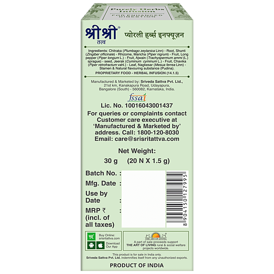 Sri Sri Tattva Purely Herbs Infusion - For Enhanced Digestion