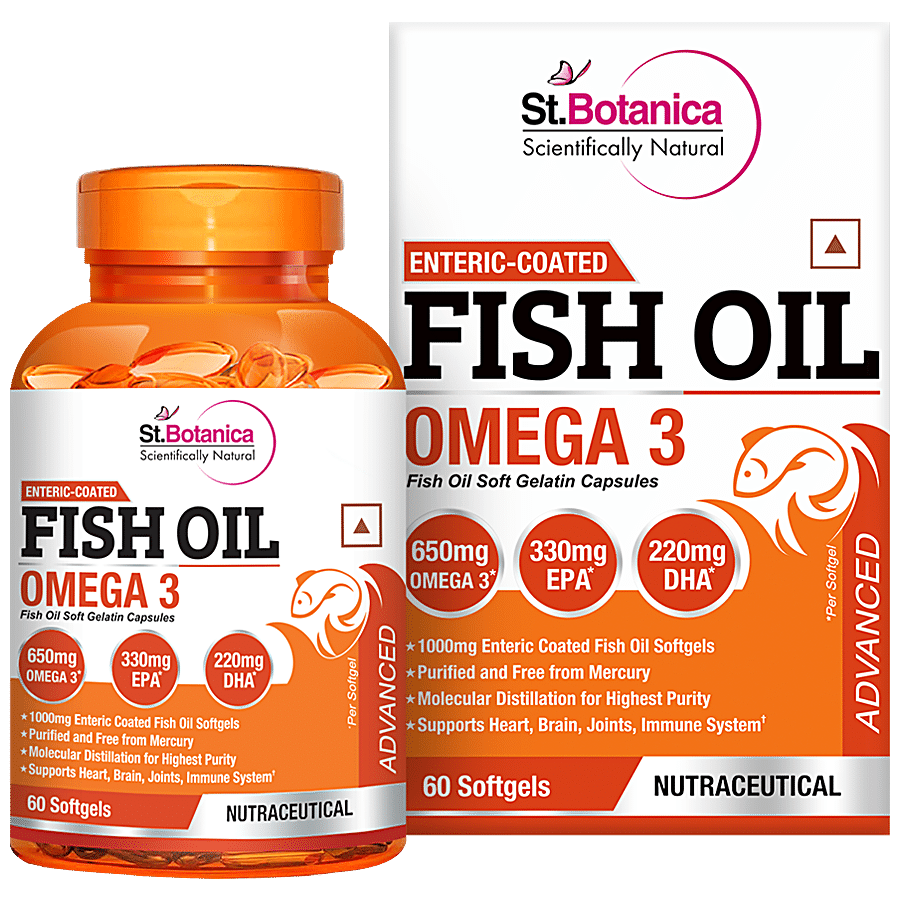 StBotanica Fish Oil 1000mg Softgels - Advanced Double Strength 650mg