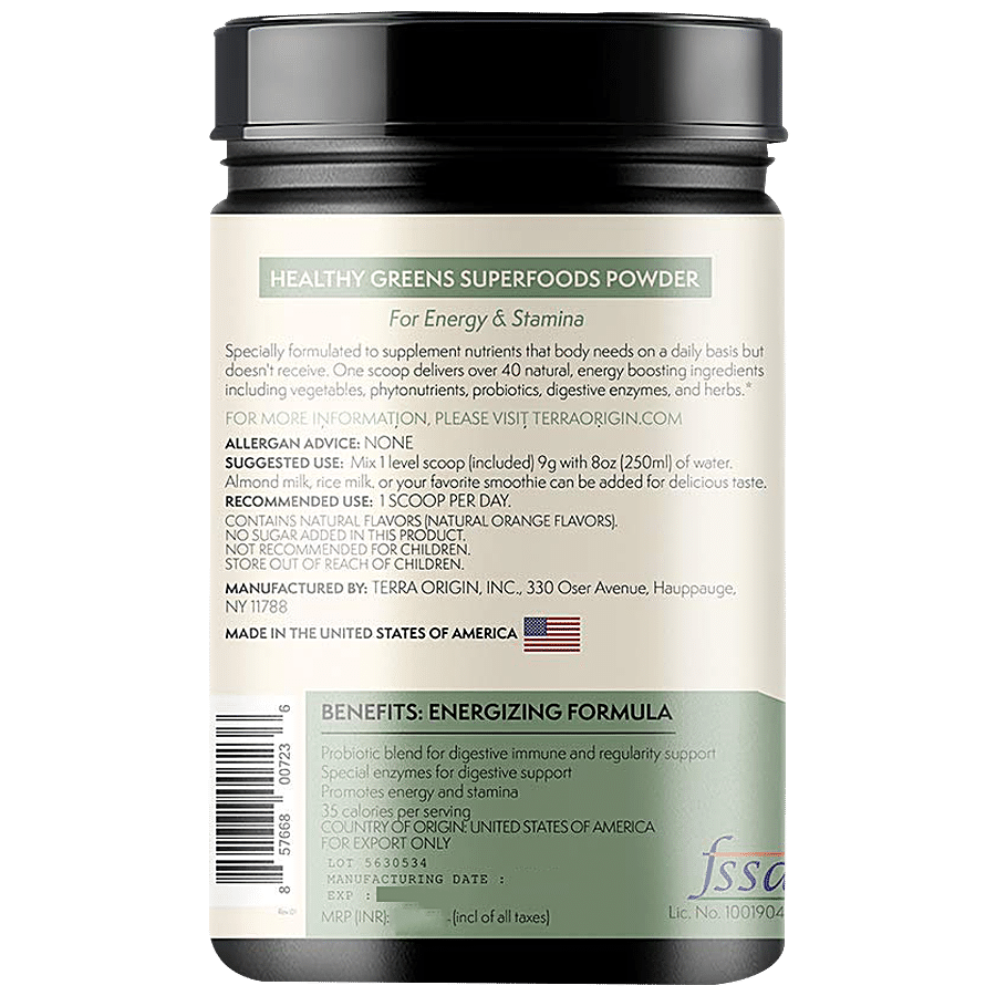 Terra Origin Greens Superfoods Dietary Supplement - Supports Immune System