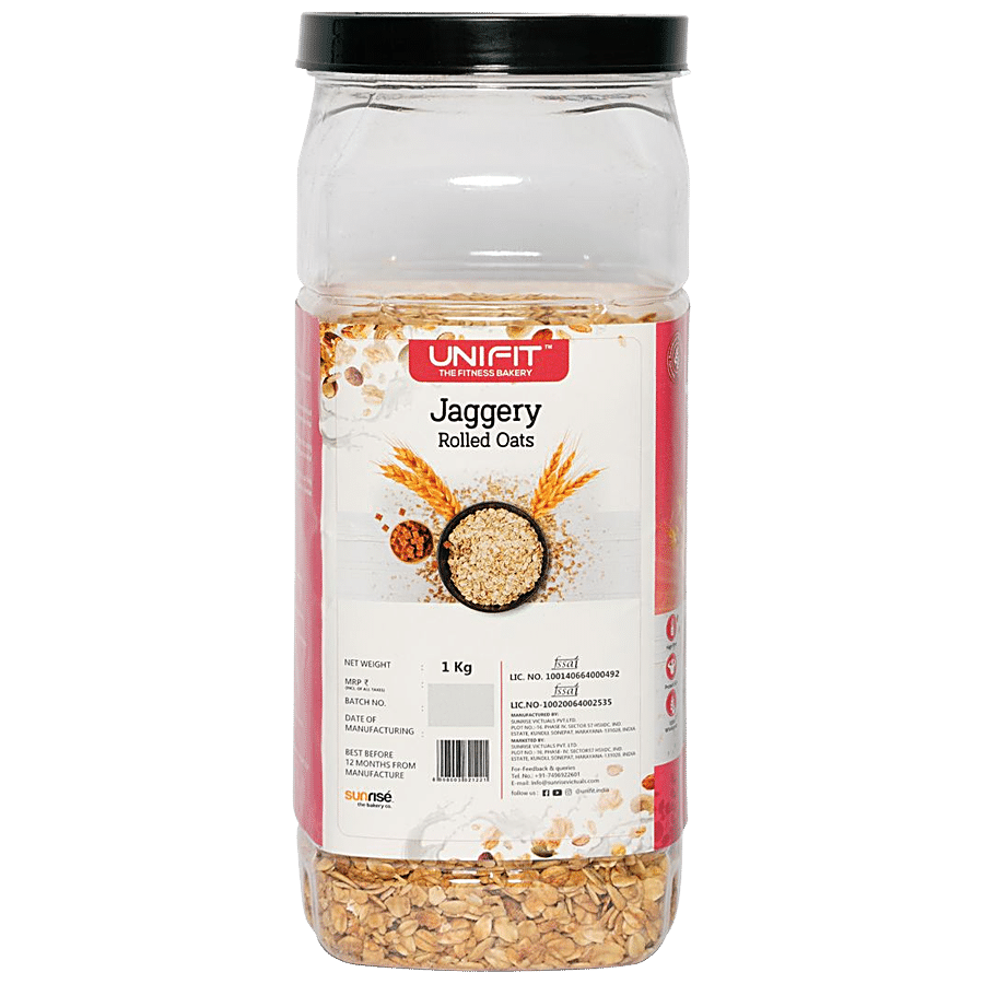 Unifit Jaggery Rolled Oats - High Fiber