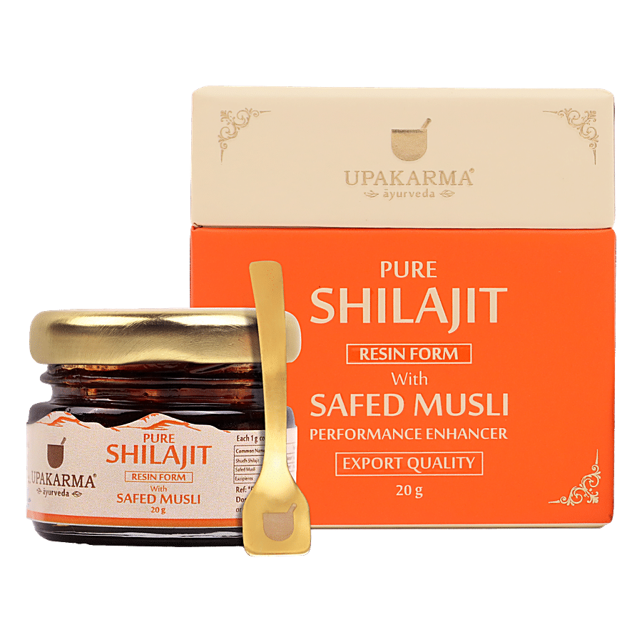 Upakarma Ayurveda Original & Pure Shilajit/Shilajeet Resin Form With Safed Musli For Men and Women