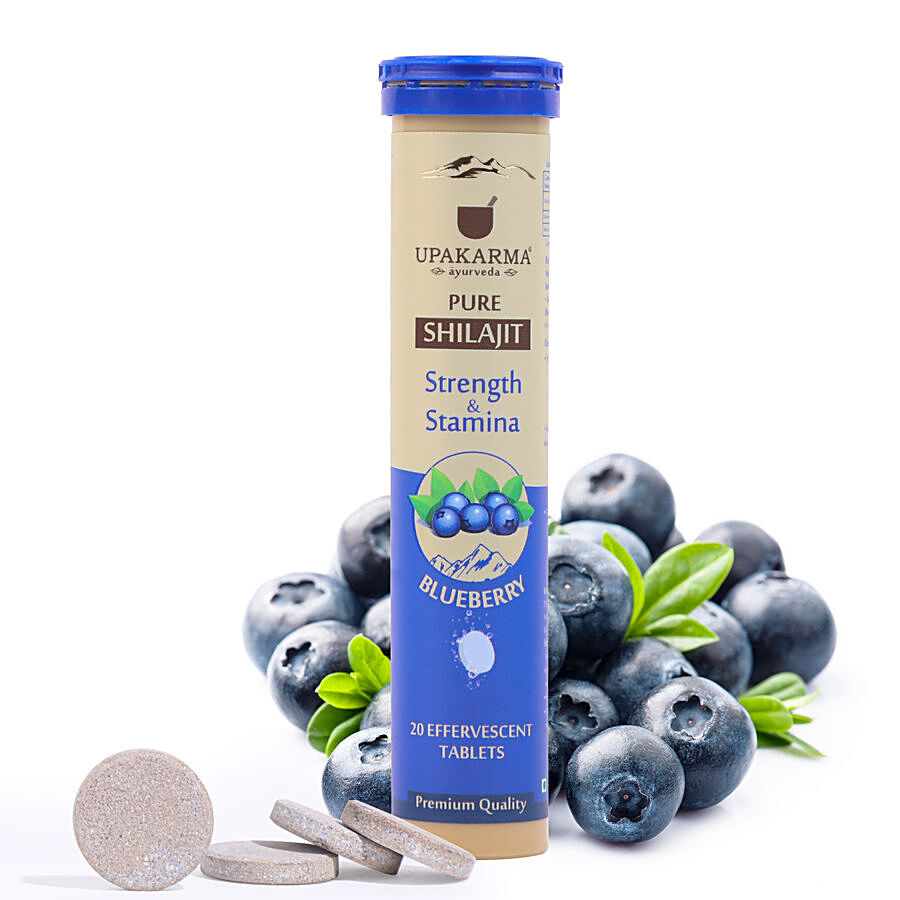 Upakarma Ayurveda Pure Shilajit Effervescent Tablets - Blueberry Flavour