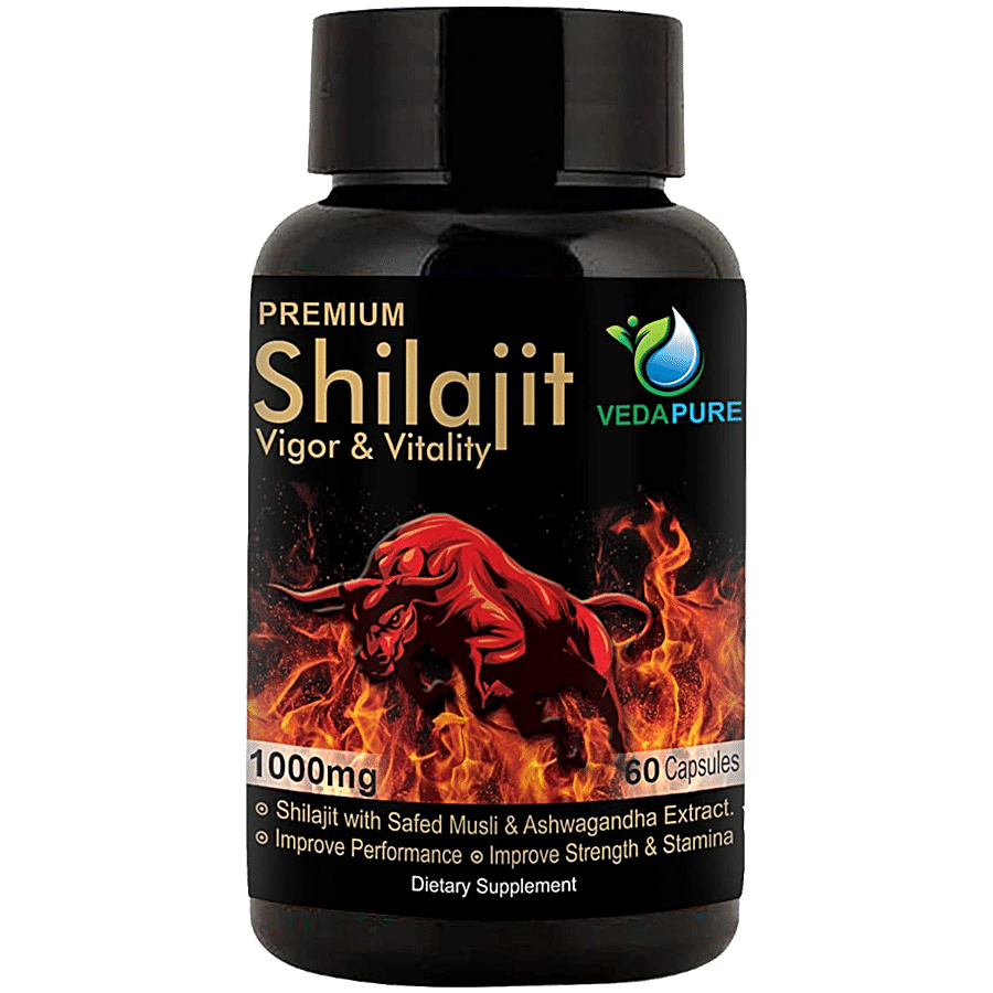 Vedapure Premium Shilajit Vigor & Vitality Capsule - Improves Strength & Stamina